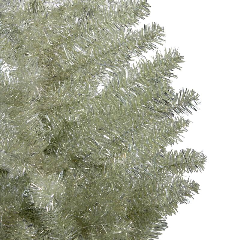 9' Metallic Platinum Artificial Tinsel Christmas Tree - Unlit - 9 Foot