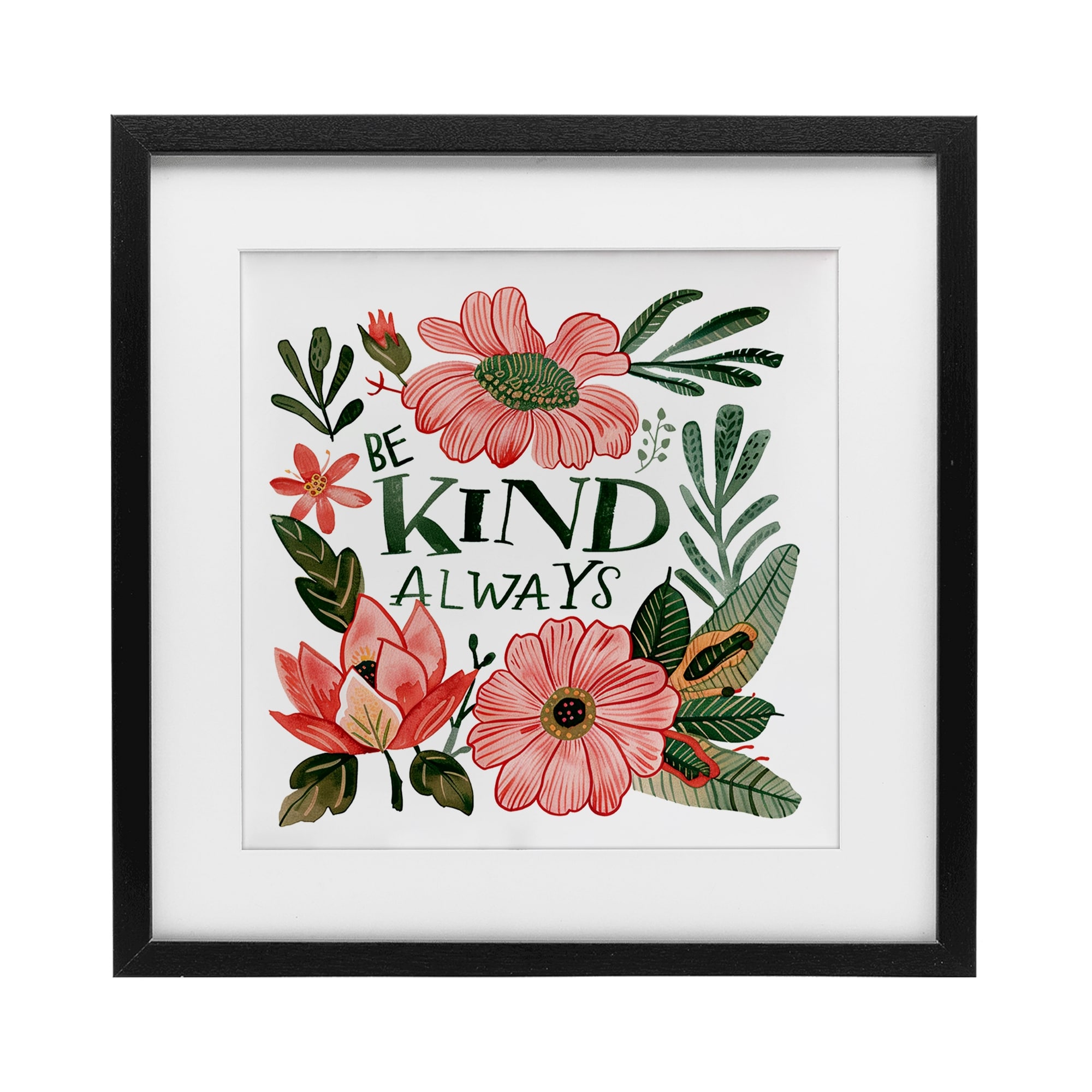 Stupell Be Kind Always Greenery Under Glass Framed Design By Lettered and Lined