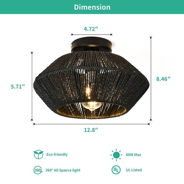 Starsky 1-Light Modern Bohemian Ceiling Light Drum Semi Flush Mount ...