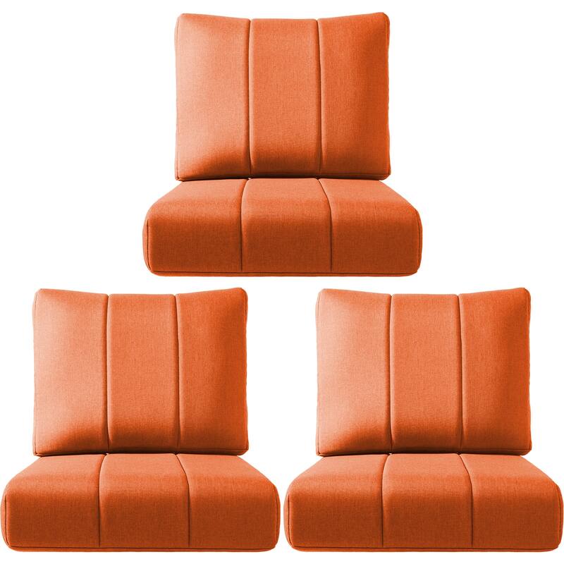 Ivora 24" W x 24" D x 6" T Water & Fade Resistant Outdoor Lounge Chair Replacement Cushion Set - 3 Sets - Orange