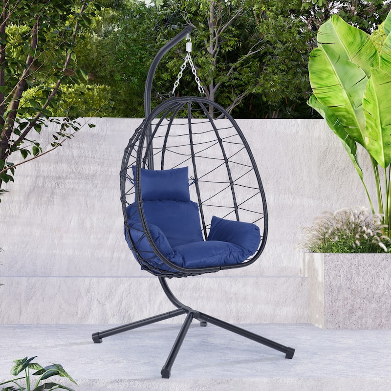 Indoor/ Outdoor Hanging Egg Chair with Stand