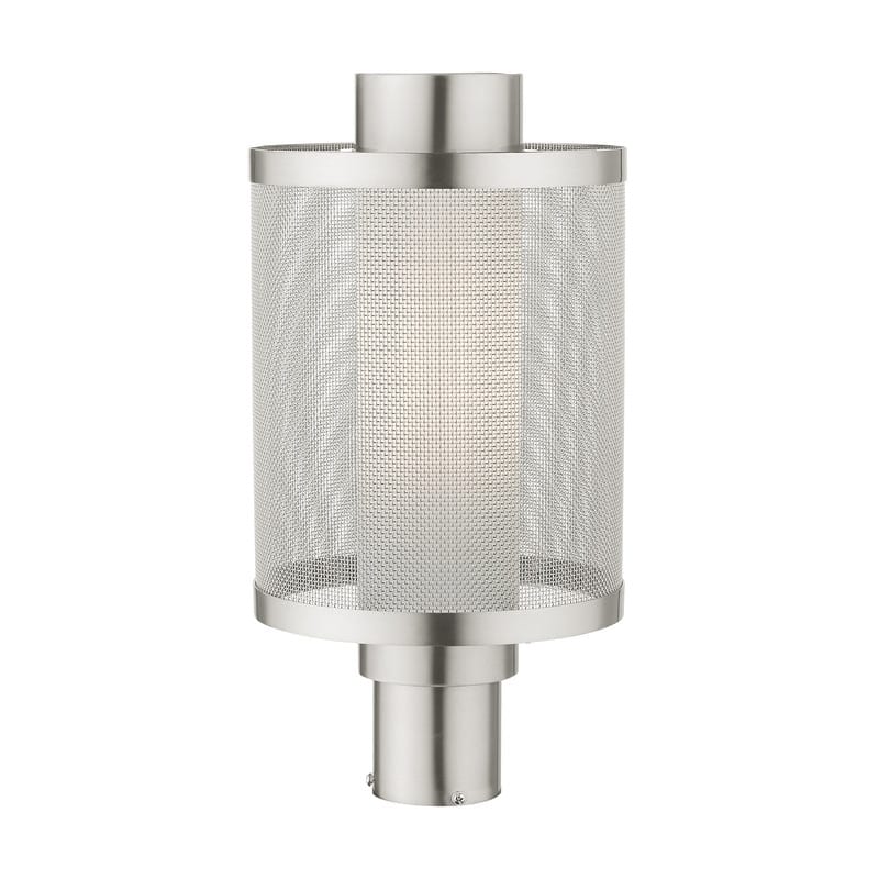Livex Lighting 1 Light Brushed Nickel Outdoor Post Top, 20686-91 - 9" Dia x 17.5" H
