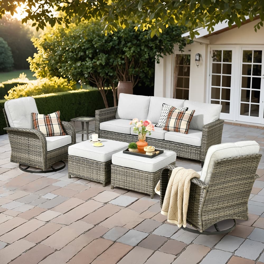 OVIOS 6-Piece Outdoor Wicker Lounge Set