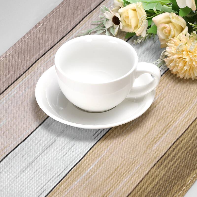 Table Runner 72" x 13", Retro Table Runner, Light Brown & Grey - Light Brown & Grey