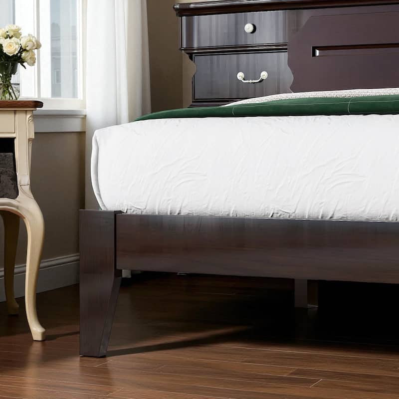 Queen Size Solid Rubber Wood Bed with Rattan Headboard, Durable Frame with Central Support Feet and Under-Bed Storage