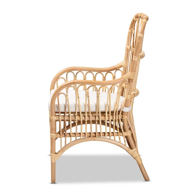 Aya Modern and Contemporary Natural Finished Rattan Armchair