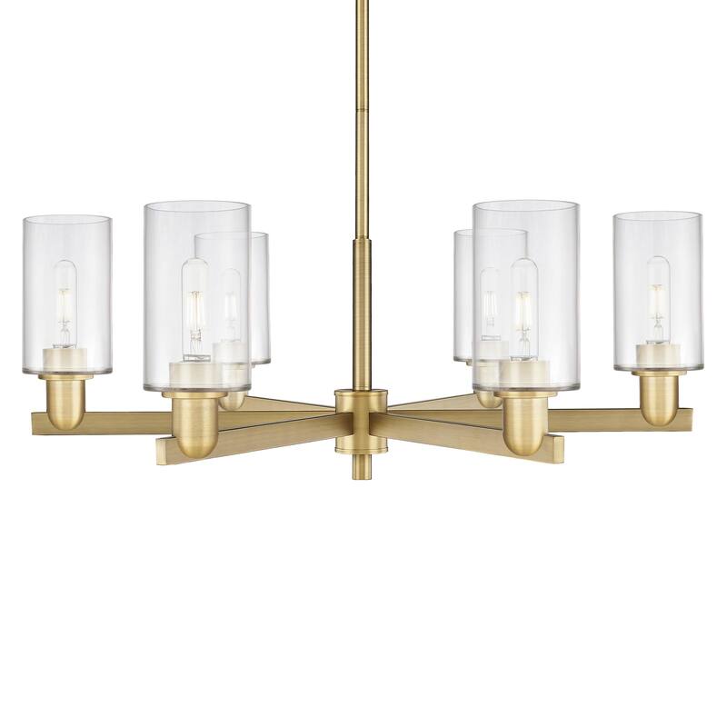 Innovations Lighting 716-6CR-11-34 Clymer Chandelier Clymer 6 Light - Brushed Brass / Clear