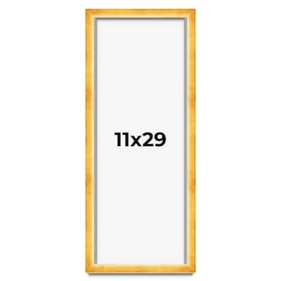 11x29 Shadow Box Frame Gold | 1.625 Inches Deep Real Wood Traditional