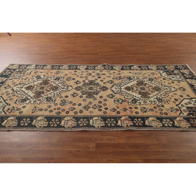 Bakhtiari Persian Vintage Area Rug Handmade Wool Carpet - 5'1" x 9'11"