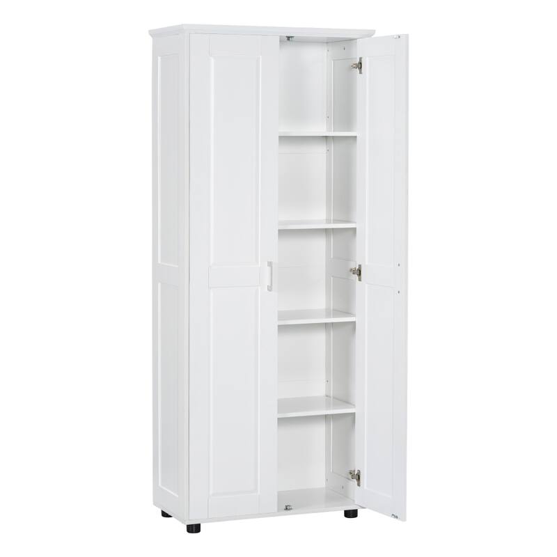71.3'' Tall White Storage Cabinet with 2 Doors, Adjustable Shelf and MDF Board, for Bathroom, Office