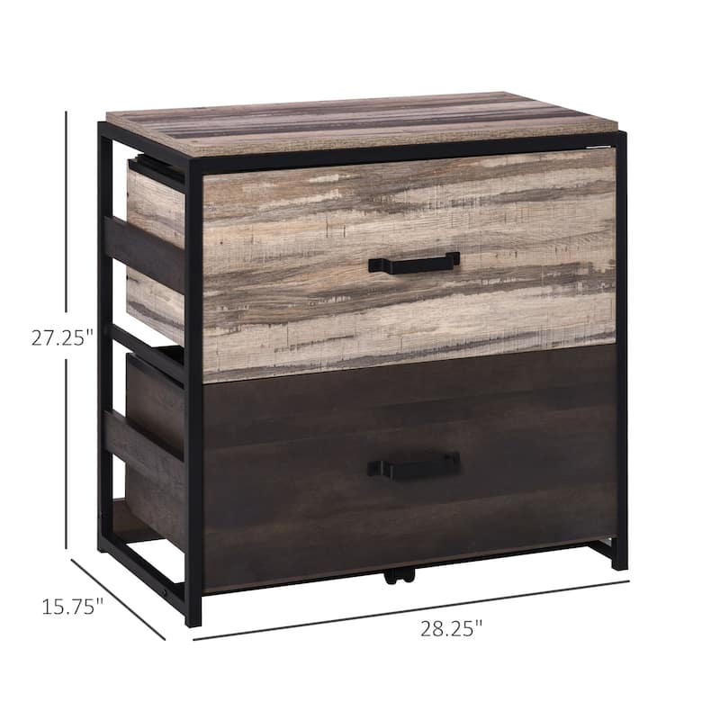 Vinsetto Lateral File Cabinet with 2 Drawers, Hanging Filing Folder, Industrial Home Office Organizer for A4 Letter Legal Size