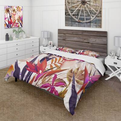 Designart 'Tropical VIntage Flowers IV' Traditional Duvet Cover Set