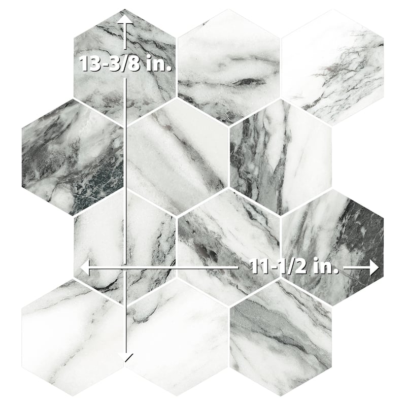 Merola Tile Touche 4" Hex Zebre 11-3/4" x 13-5/8" Porcelain Floor and Wall Tile - (1 Tile)