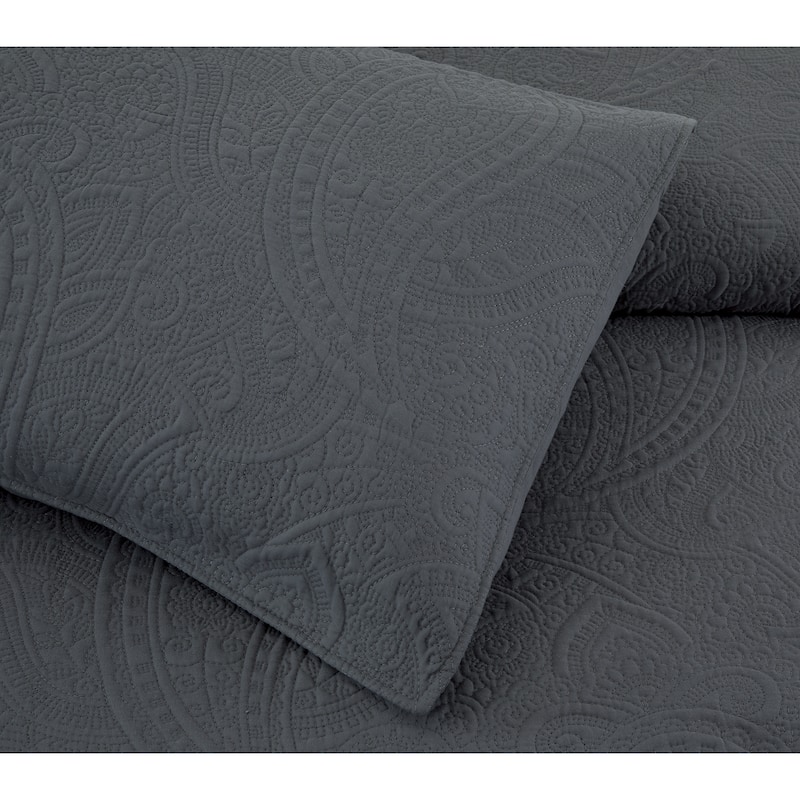 Bedford Lane Collection Embroidered Paisley Cotton Shell Quilt Set - 5 color way