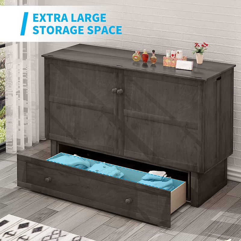 Mixoy Murphy Bed with Charging Station,Built-in Mattress