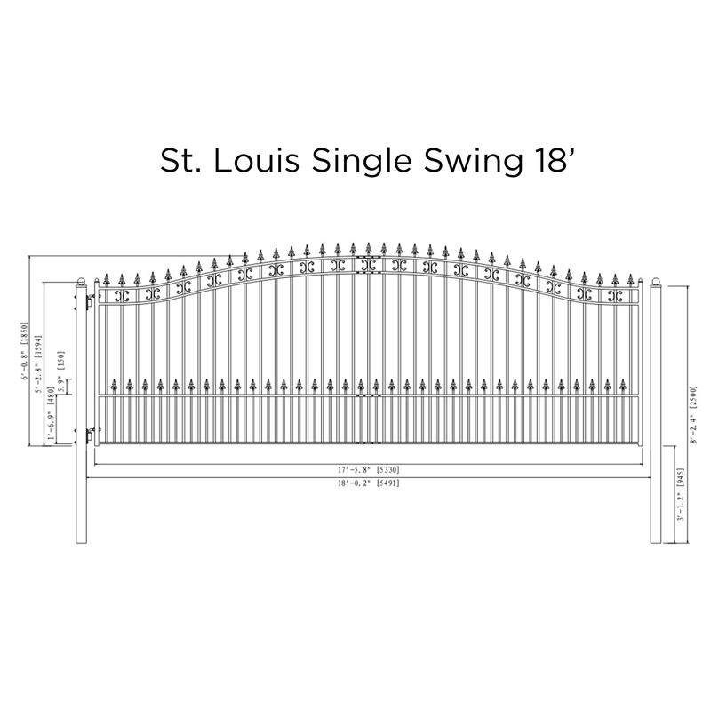 ALEKO Steel St. Louis Style 18 ft Single Swing Driveway Gate