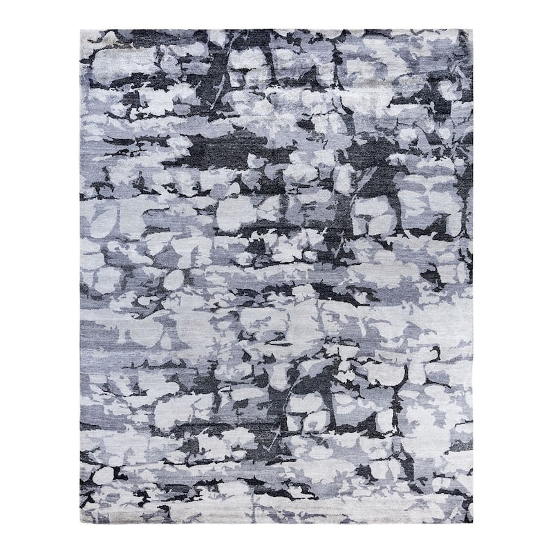 Modern One-of-a-Kind Hand-Knotted Area Rug, Gray - 8' 1" x 10' 1"