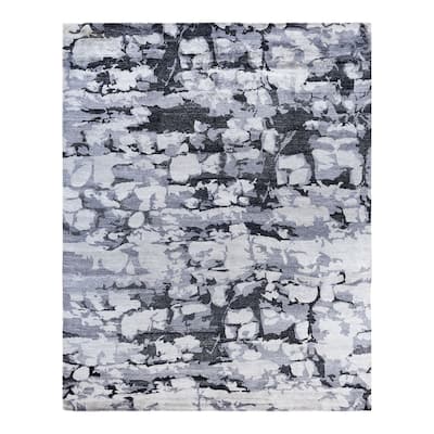 Modern One-of-a-Kind Hand-Knotted Area Rug, Gray - 8' 1" x 10' 1"