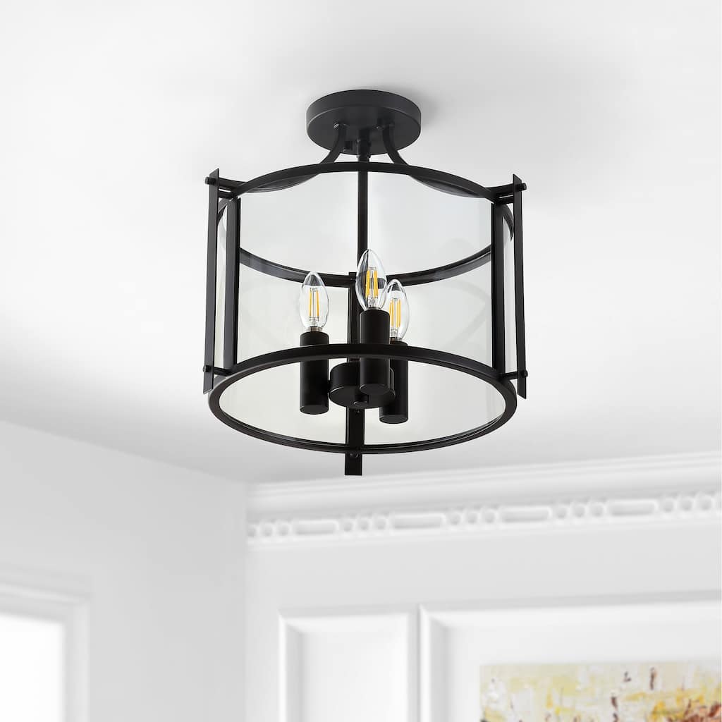 SAFAVIEH Lighting Masako 3-Light Led Flush Mount - 15" W x 15" L x 14.5" H - Bronze - 15Wx15Dx15H