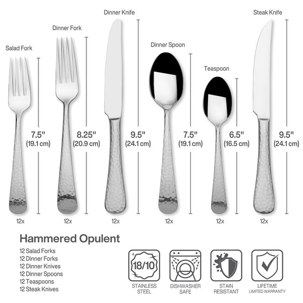 Mikasa 18.10 Hammered Opulent Satin 75-Piece Flatware Set - On
