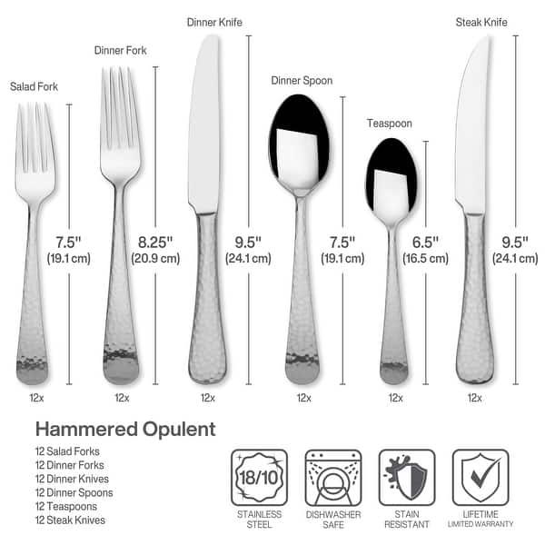 Mikasa 18.10 Hammered Opulent Satin 75-Piece Flatware Set