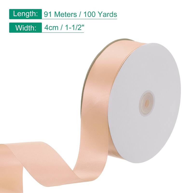 Satin Ribbon, 100 Yards Single Face Polyester Satin Ribbon - Champagne - 1-1/2 Inch