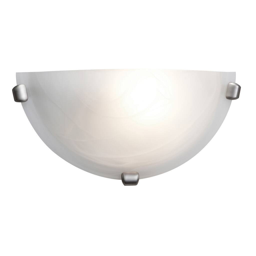 Access Lighting Mona - Wall Sconce - Brushed Steel Finish - Alabaster Glass Shade - Incandescent