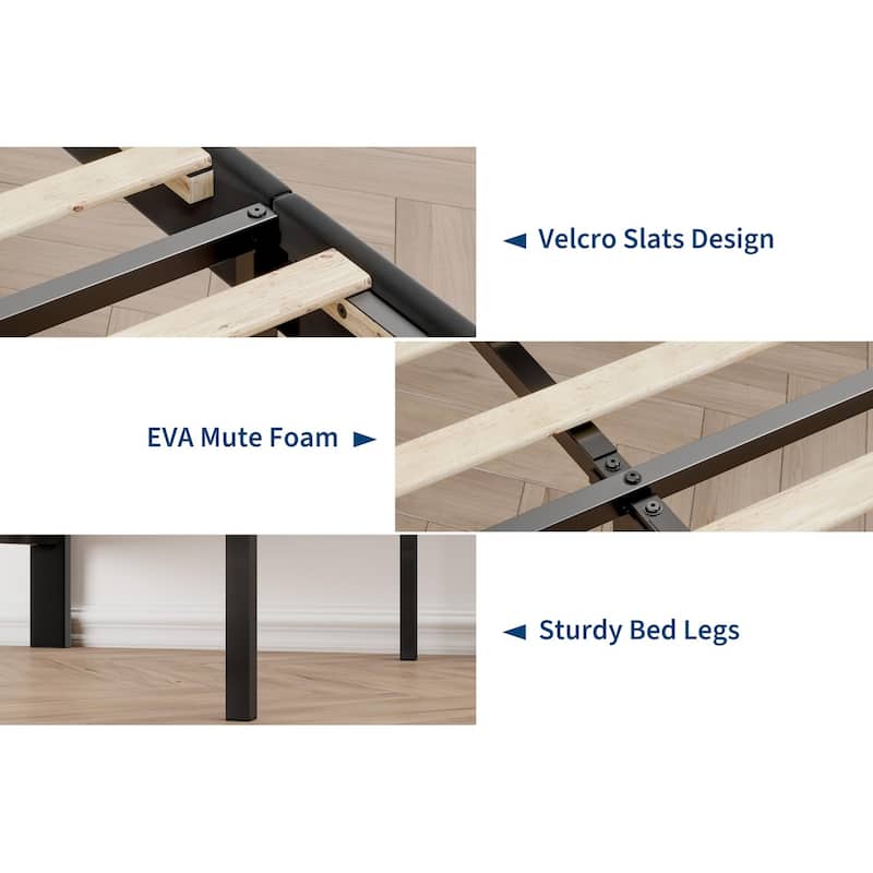 Velvet Upholstered Bed Frame, Vertical Channel Tufted & Sturdy Wood Slats