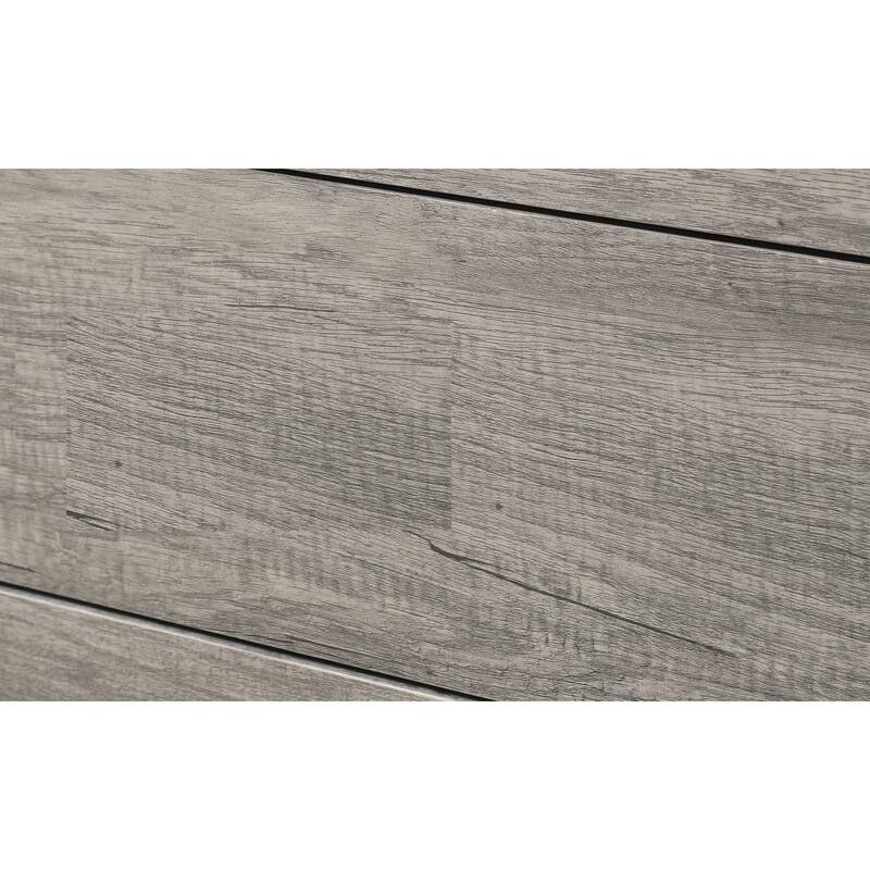 Queen Size Rustic Platform Bed with Clean-lined Headboard, Wood Grain Finish, Gray