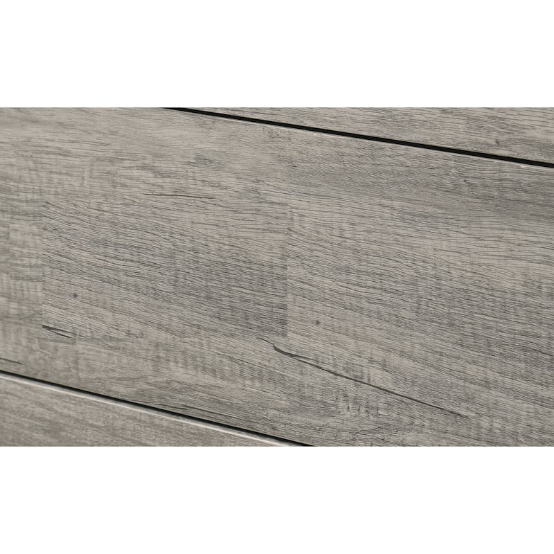 Queen Size Wood Platform Bed with Clean-Lined Headboard and Rustic Wood Grain Finish