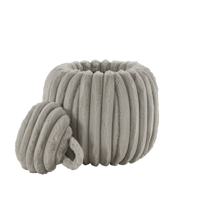 Yerba Plush Furry Channel Fabric Storage Ottoman by iNSPIRE Q Modern