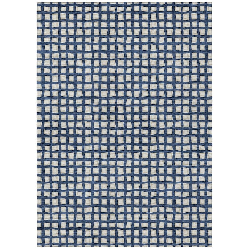 Machine Washable Indoor/ Outdoor Chantille Squares Rug