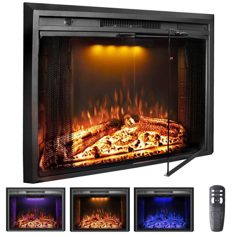 25.3 in. W Recessed Electric Fireplace Insert with Multicolor Flame & Cracking Sound