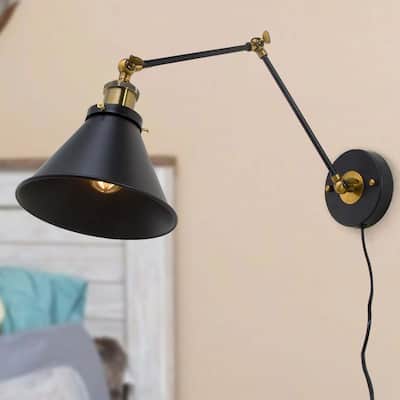 Merida Black Plug-in Wall Lamp Adjustable Wall Sconce by Havenside Home - L19.7*W7.5*H9.1