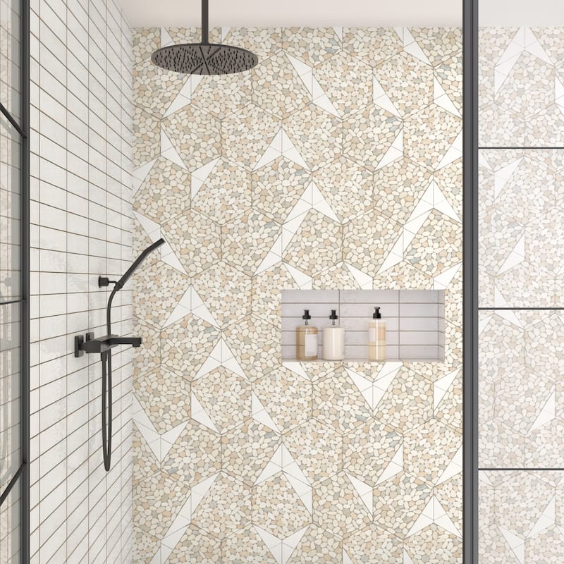 Daltile Pebble Oasis Natural Stone Tri-Hex Pebble Mosaic 11" x 10" (17 PC per Carton) (10.89 SQFT per Carton)