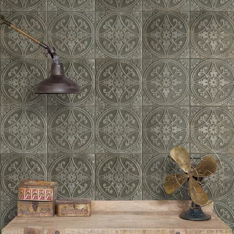 SomerTile Saja Nero 13" x 13" Ceramic Floor and Wall Tile