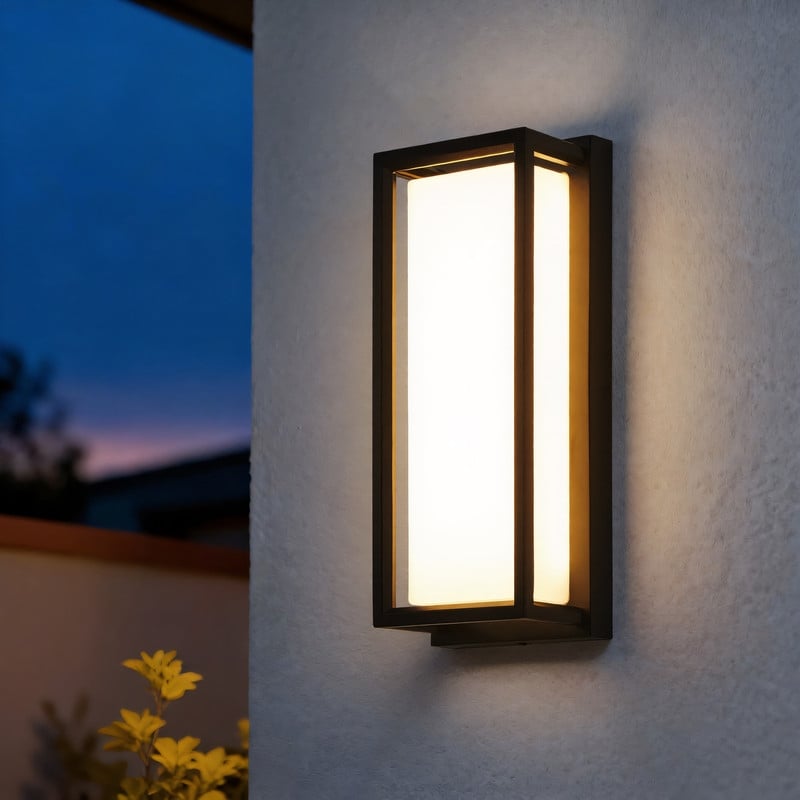 KAWOTI Dimmable Sandy Black LED Outdoor Wall Sconce with Acrylic Shade 5-Color Temperatures Adjustable - W5" * H12.25" * E3.5