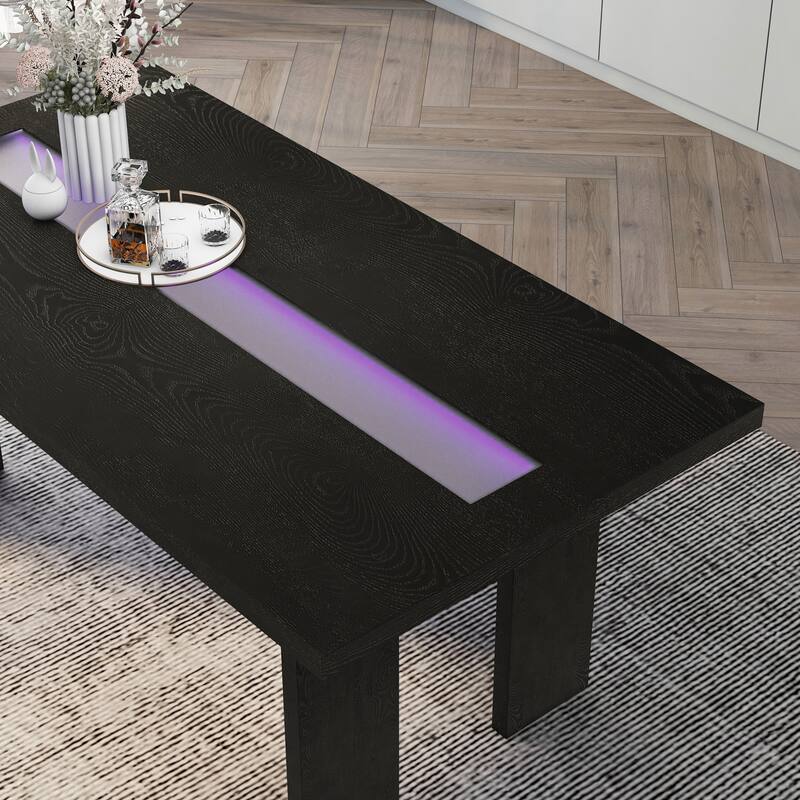 Furniture of America Lumina Contemporary 76-inch Glass Dining Table With LED