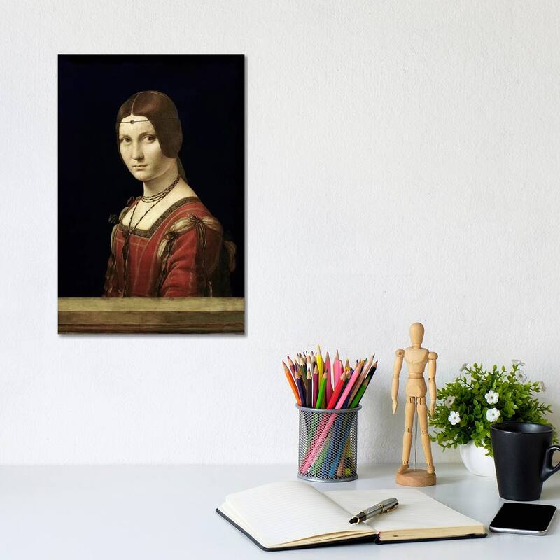 iCanvas "Portrait of a Lady from the Court of Milan, c.1490-95 " by Leonardo da Vinci Canvas Print - 12x8x0.75