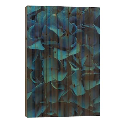 Blue Blossoms Print On Wood by Sebastian Hilgetag - Multi-Color