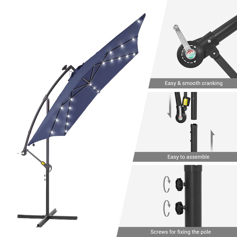 LIVOOSUN Outdoor Patio Umbrella, Square Canopy Offset LED Umbrella