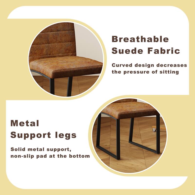 4 Piece PU Padded Dining Chair Set with Round Roman Column Table,Storage Included,Suitable for Restaurants
