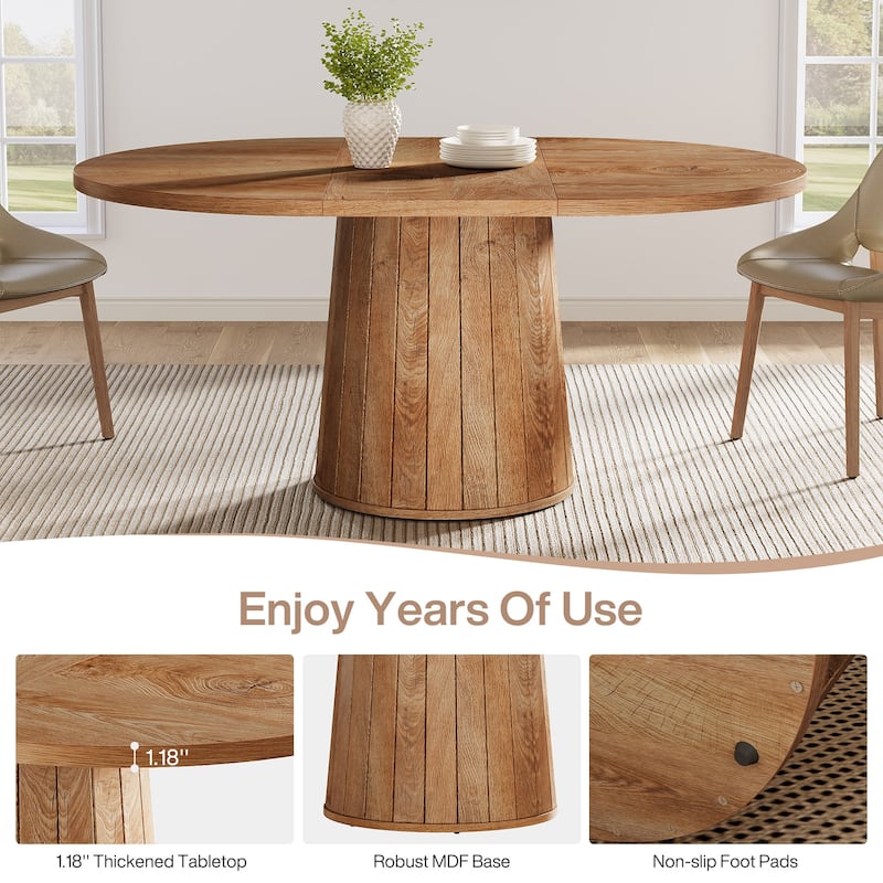 Rustic 55" Wood Dining Table Seats for 4-6 People, Kitchen Table for Dinning Room and Kitchen
