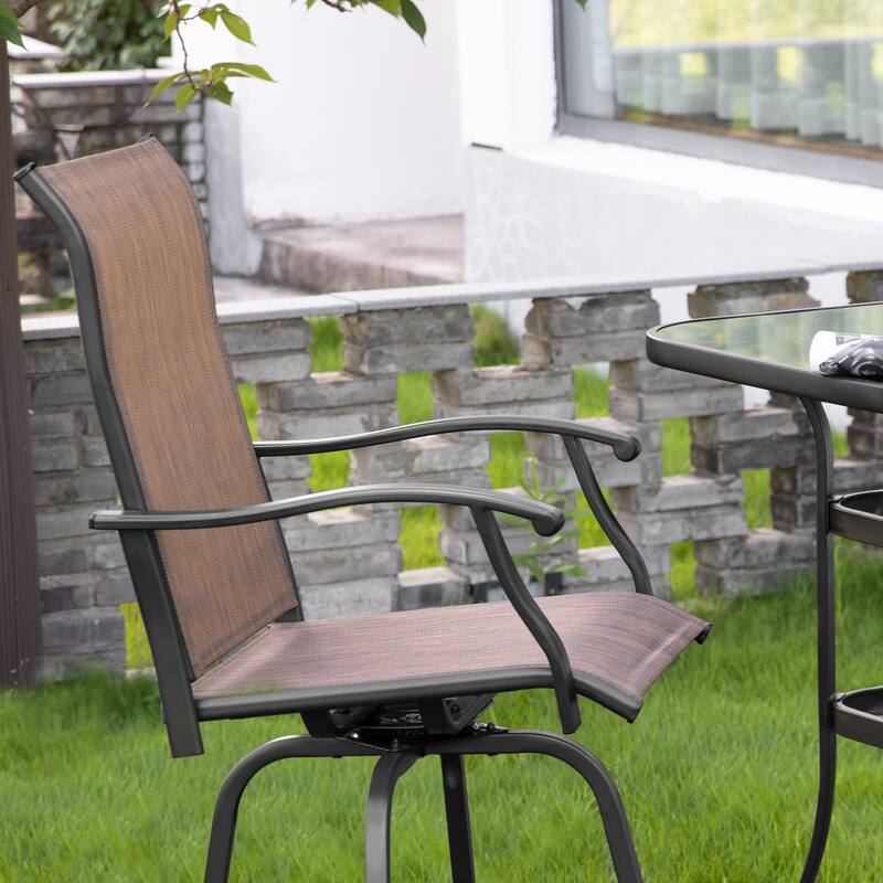Outdoor 5-Piece Textilene Bar Set, Swivel Bar Stools and Bar Table