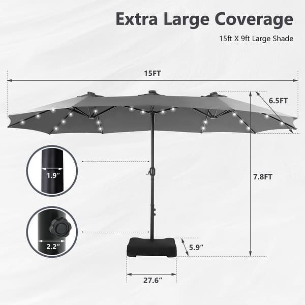 autlaycil patio umbrella Autlaycil 10 ft Cantilever Offset Outdoor Patio Umbrella with Base Stand  Rotate and Tilt,24 Solar LED Lights, Khaki