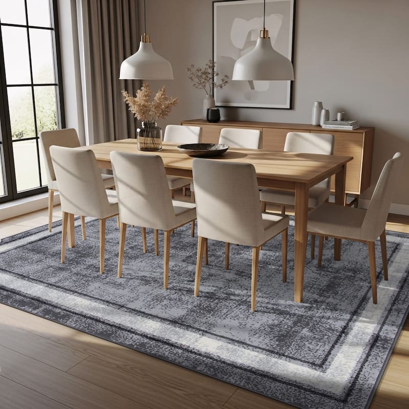 World Rug Gallery Contemporary Distressed Bordered Area Rug