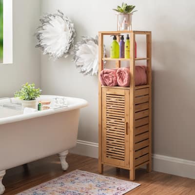 Single Door Bamboo Storage Cabinet - 46.5"