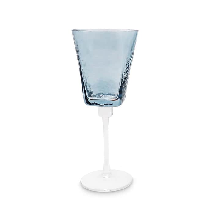 Set of 6 Glasses, Hammered Blue