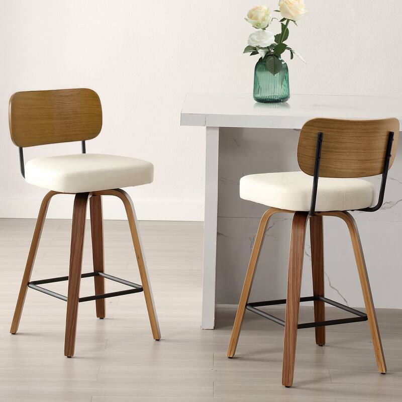26" Swivel Upholstered Counter Height Bar Stool - 36.4" H x 17.1" W x 20" D
