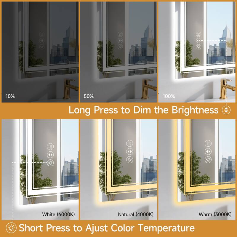 40x32 Inch Frameless LED Bathroom Mirror,Smart Mirror